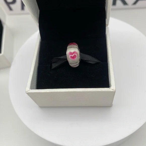 Authentic Pandora Double heart Murano charm - Picture 5 of 5